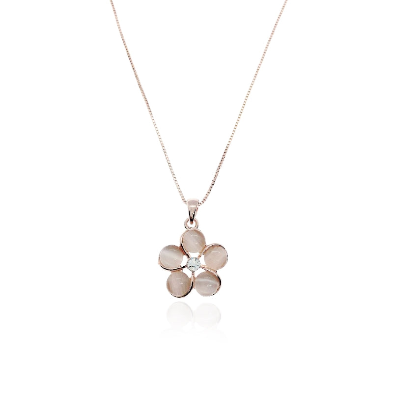 Flower Simulated Moonstone Necklace.