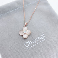 Flower Simulated Moonston Necklace.