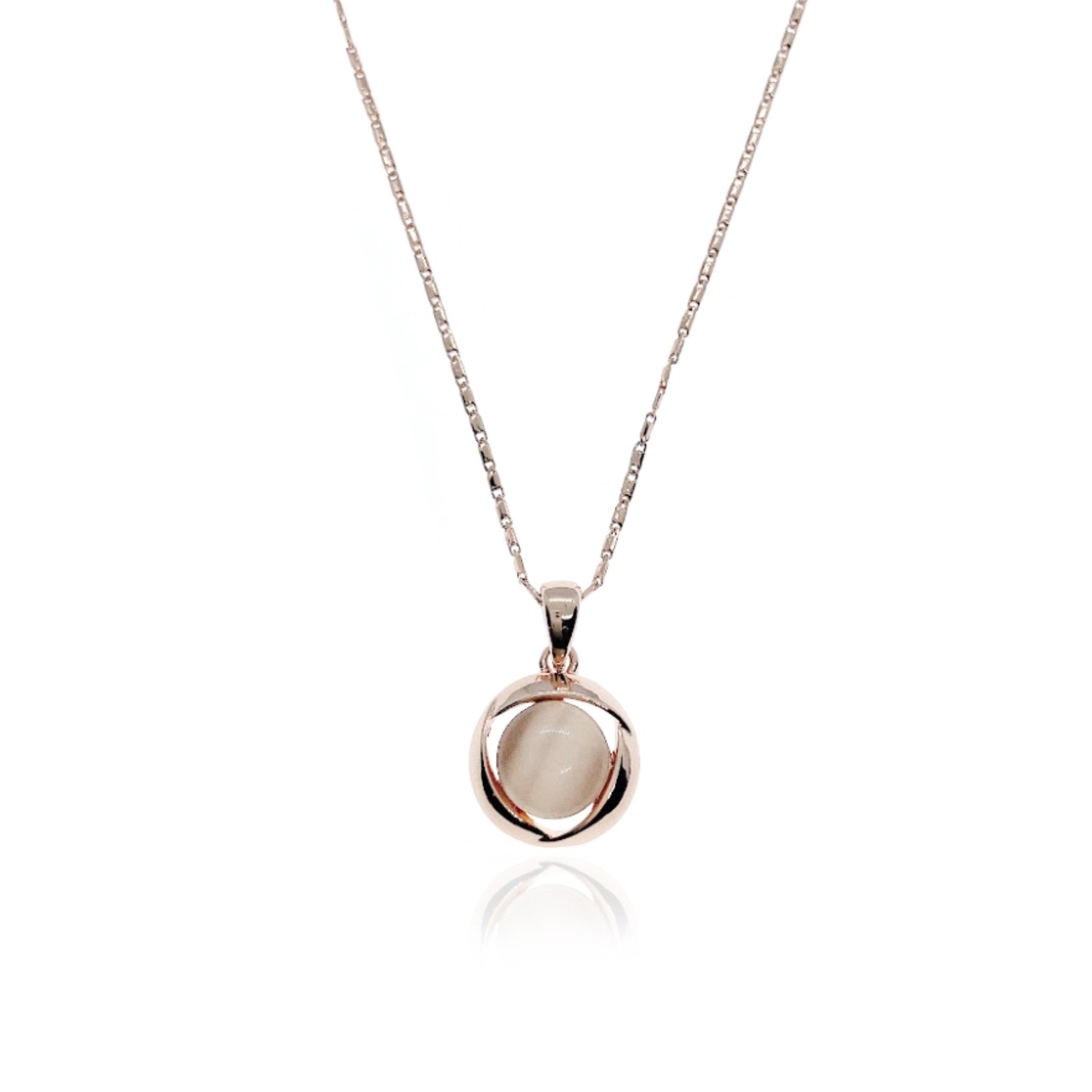 Round Simulated Moonstone Necklace.