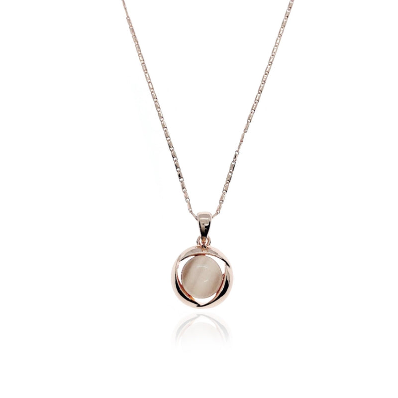 Round Simulated Moonstone Necklace.