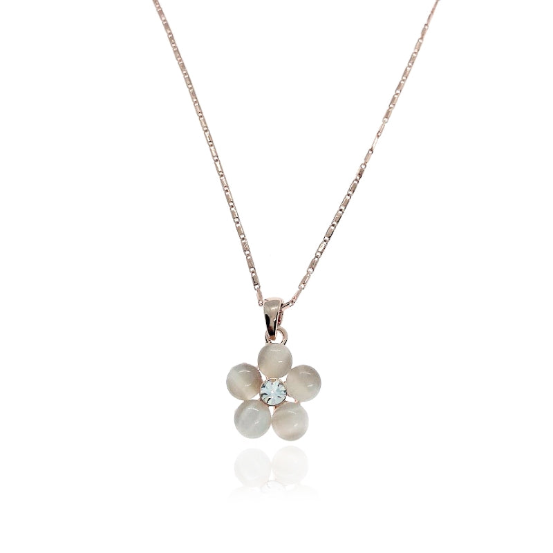 Flower Simulated Moonston Necklace.