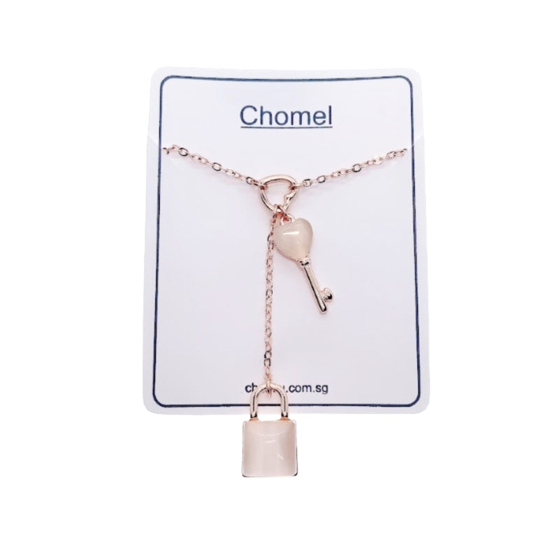 Lock & Key Simulated Moonstone Necklace.