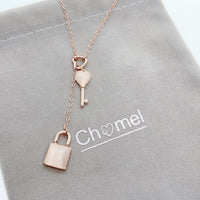 Lock & Key Simulated Moonstone Necklace.
