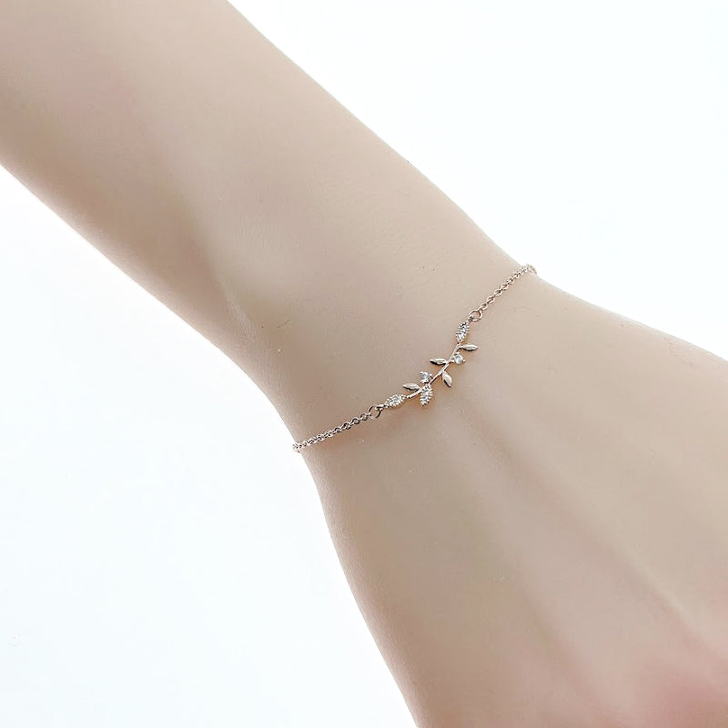 Leaf Cubic Zirconia Bracelet - CHOMEL