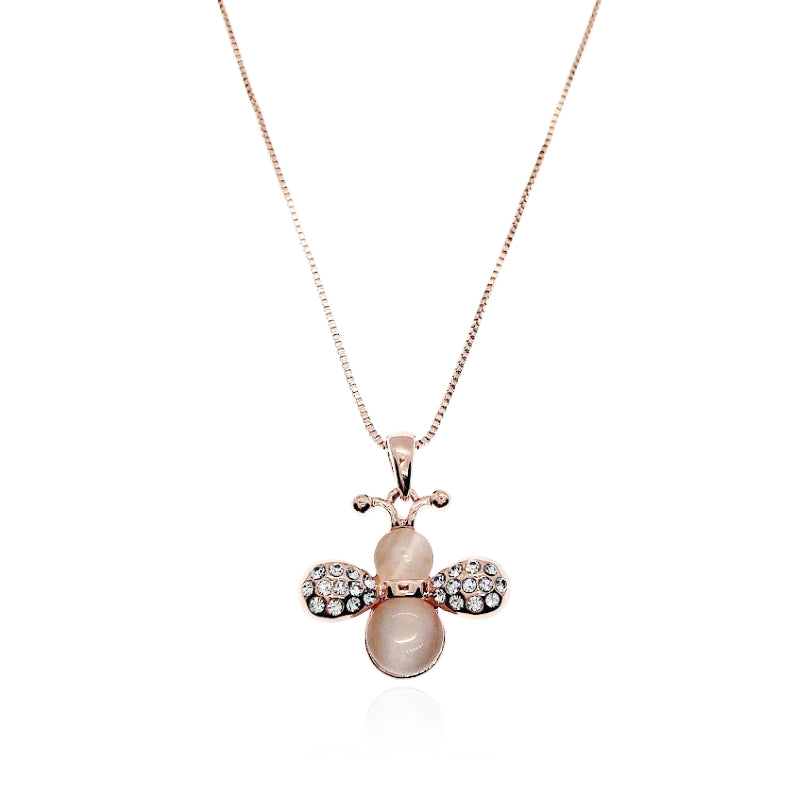 Bee Simulated Moonstone Pendant Necklace.