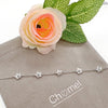 Rhodium Flower Cubic Zirconia Bracelet - CHOMEL