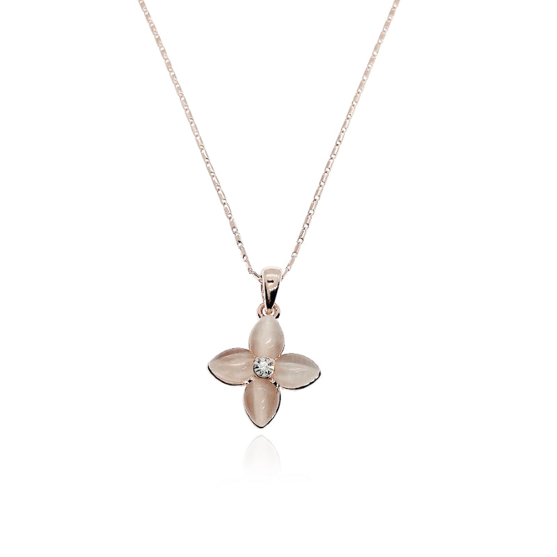 Flower Simulated Moonstone Necklace.