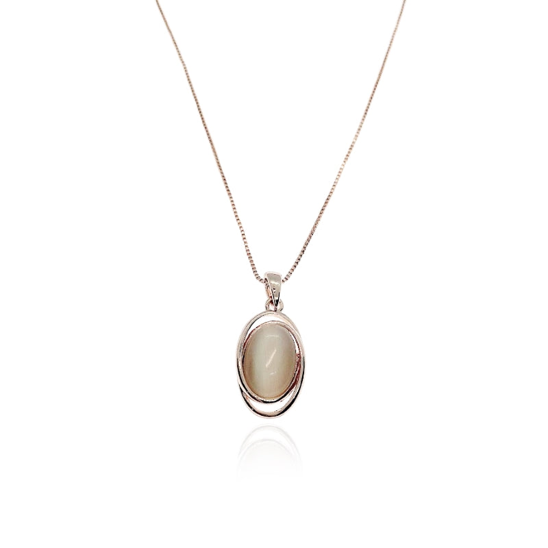 Oval Simulated Moonstone Necklace.