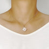 Flower Simulated Moonstone Necklace.