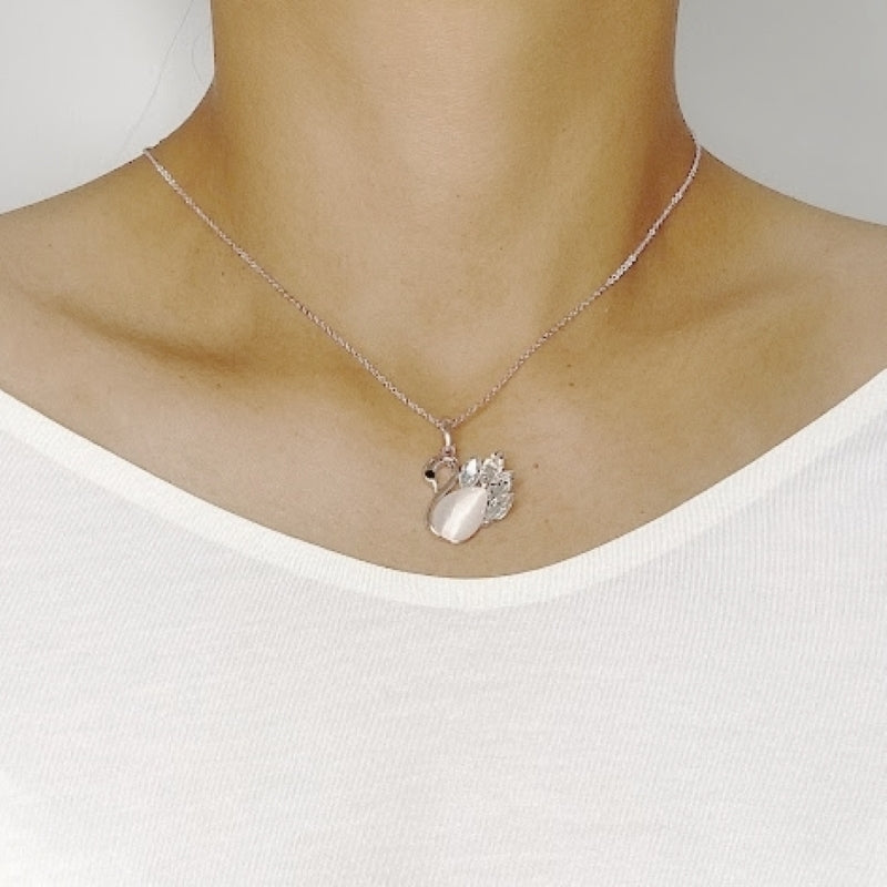 Swan Simulated Moonstone Necklace.