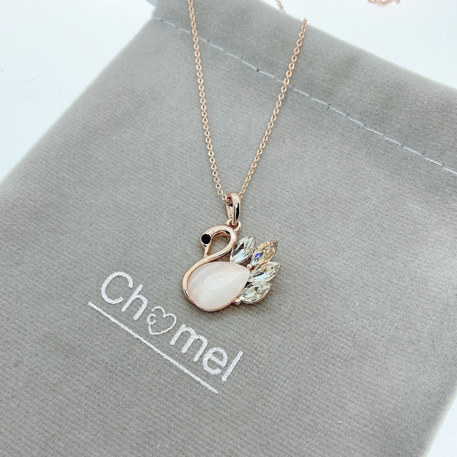 Swan Simulated Moonstone Necklace.