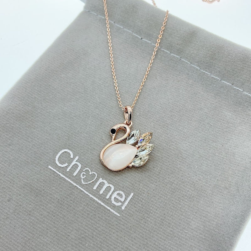 Swan Simulated Moonstone Necklace.