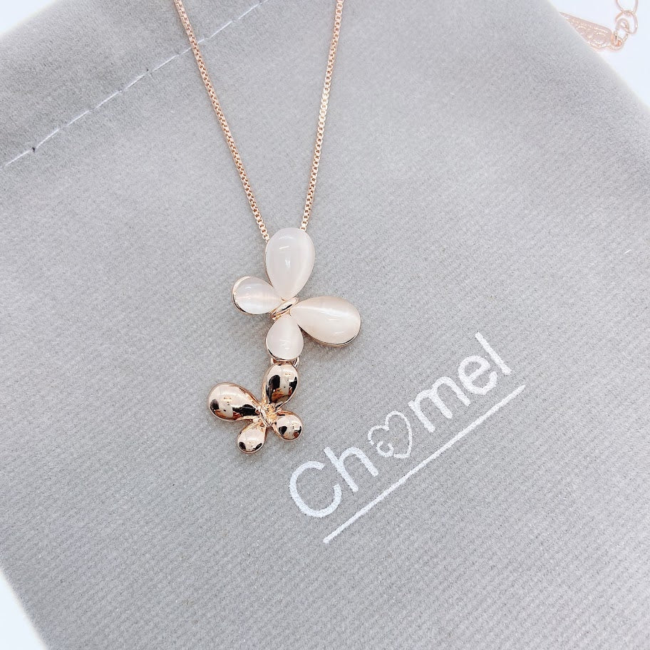 Butterfly Simulated Moonstone Necklace.