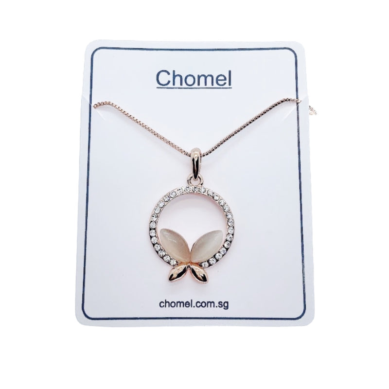 Butterfly Simulated Moonstone Necklace.