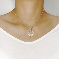 Butterfly Simulated Moonstone Necklace.