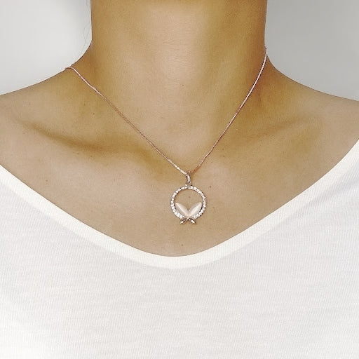 Butterfly Simulated Moonstone Necklace.