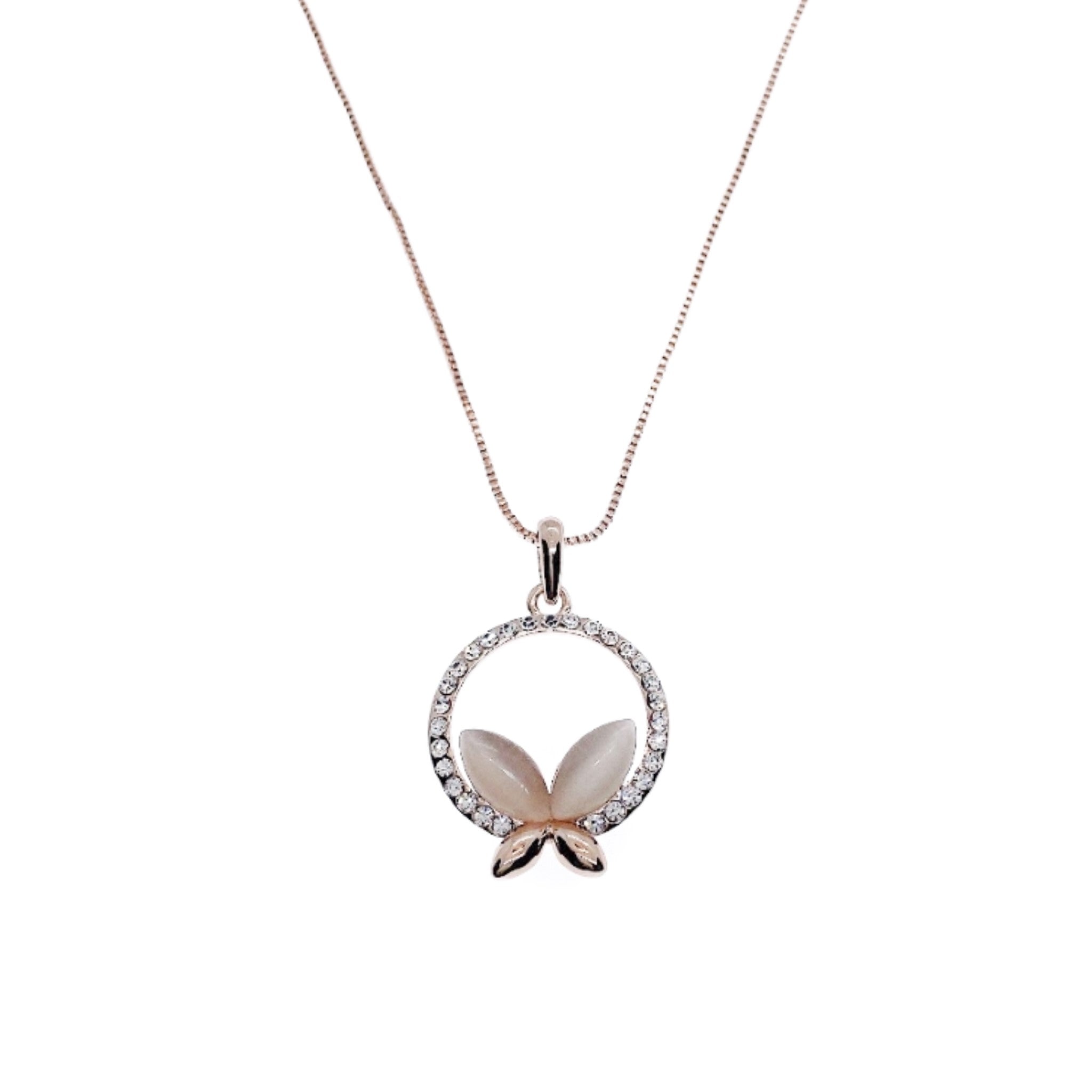 Butterfly Simulated Moonstone Necklace.