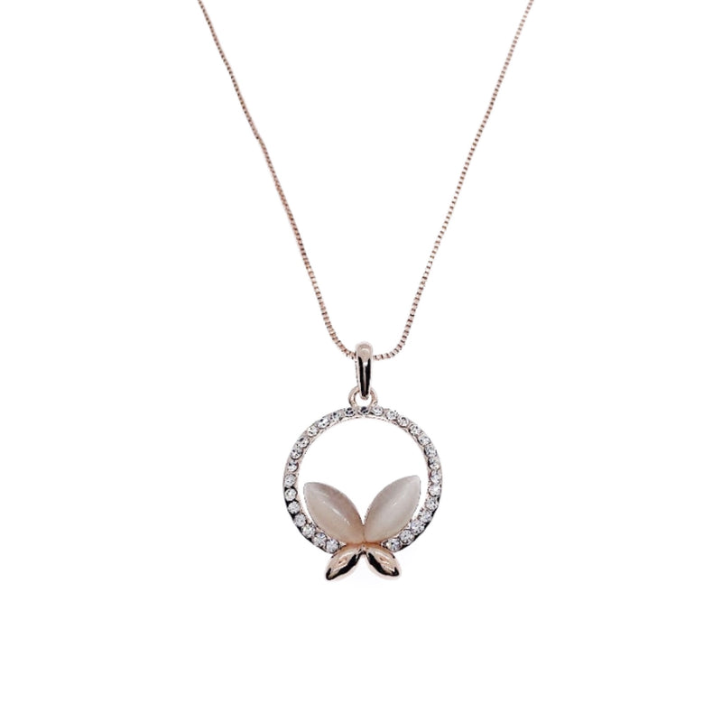 Butterfly Simulated Moonstone Necklace.