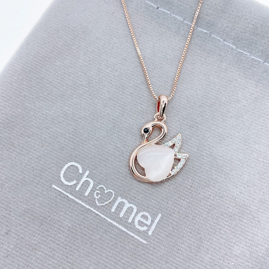 Swan Simulated Moonstone Necklace.