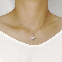 Flower Simulated Moonstone Necklace.