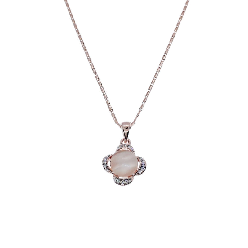 Flower Simulated Moonstone Necklace.