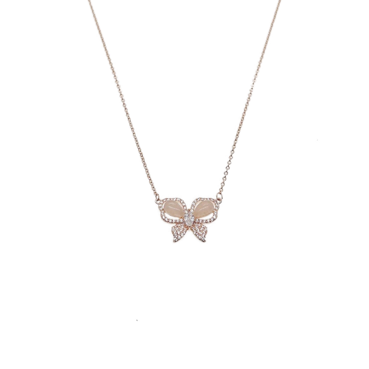 Butterfly Simulated Moonstone Necklace - CHOMEL