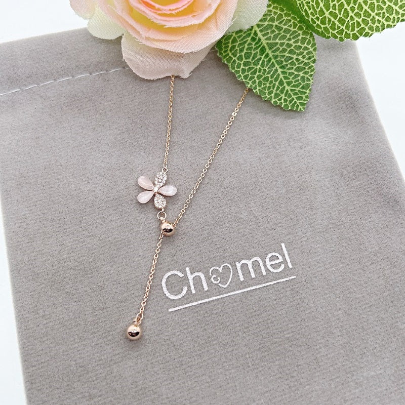 Flower Simulated Moonstone Necklace - CHOMEL