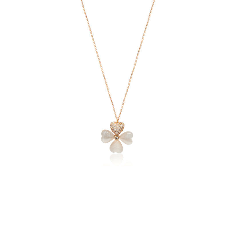 Clover Leaf Simulated Moonstone Necklace - CHOMEL