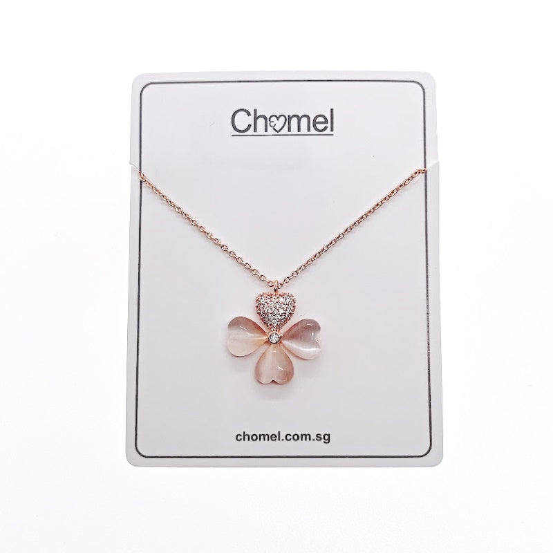 Clover Leaf Simulated Moonstone Necklace - CHOMEL