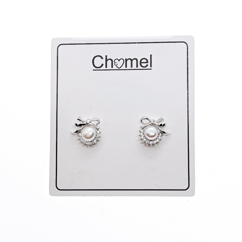 Freshwater Pearl & Cubic Zirconia Earrings.