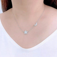 Moon & Star Cubic Zirconia Necklace.