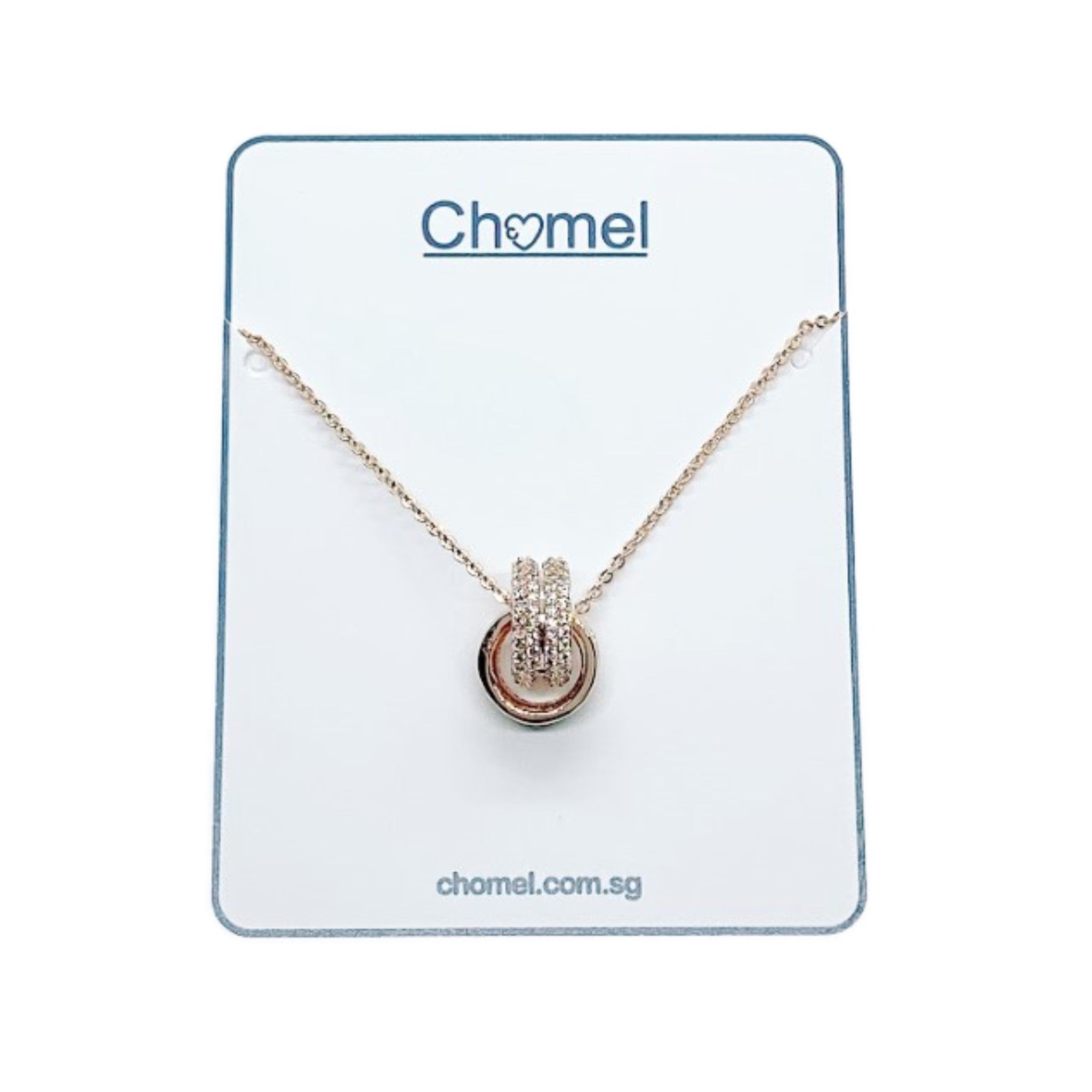 Interlocking Ring Cubic Zirconia Necklace.