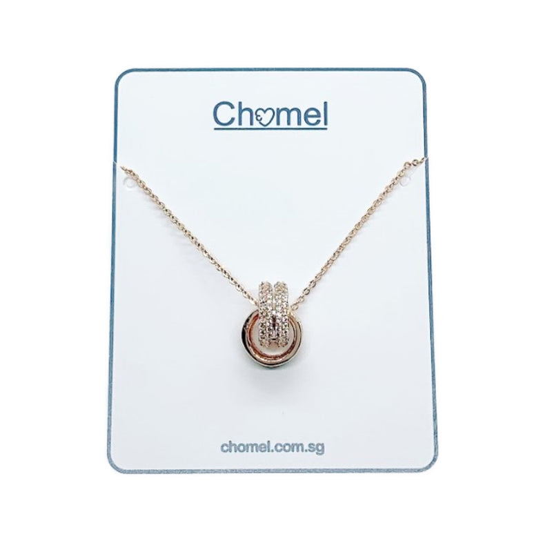 Interlocking Ring Cubic Zirconia Necklace.