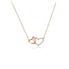 CHOMEL Cubic Zirconia 2 Interlocking Hearts Rosegold Necklace