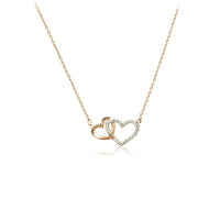 CHOMEL Cubic Zirconia 2 Interlocking Hearts Rosegold Necklace