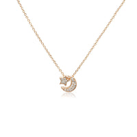 CHOMEL Cubic Zirconia Moon & Star Rosegold Necklace