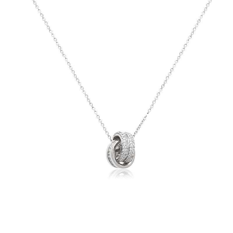 CHOMEL Cubic Zirconia Interlocking Rhodium Necklace