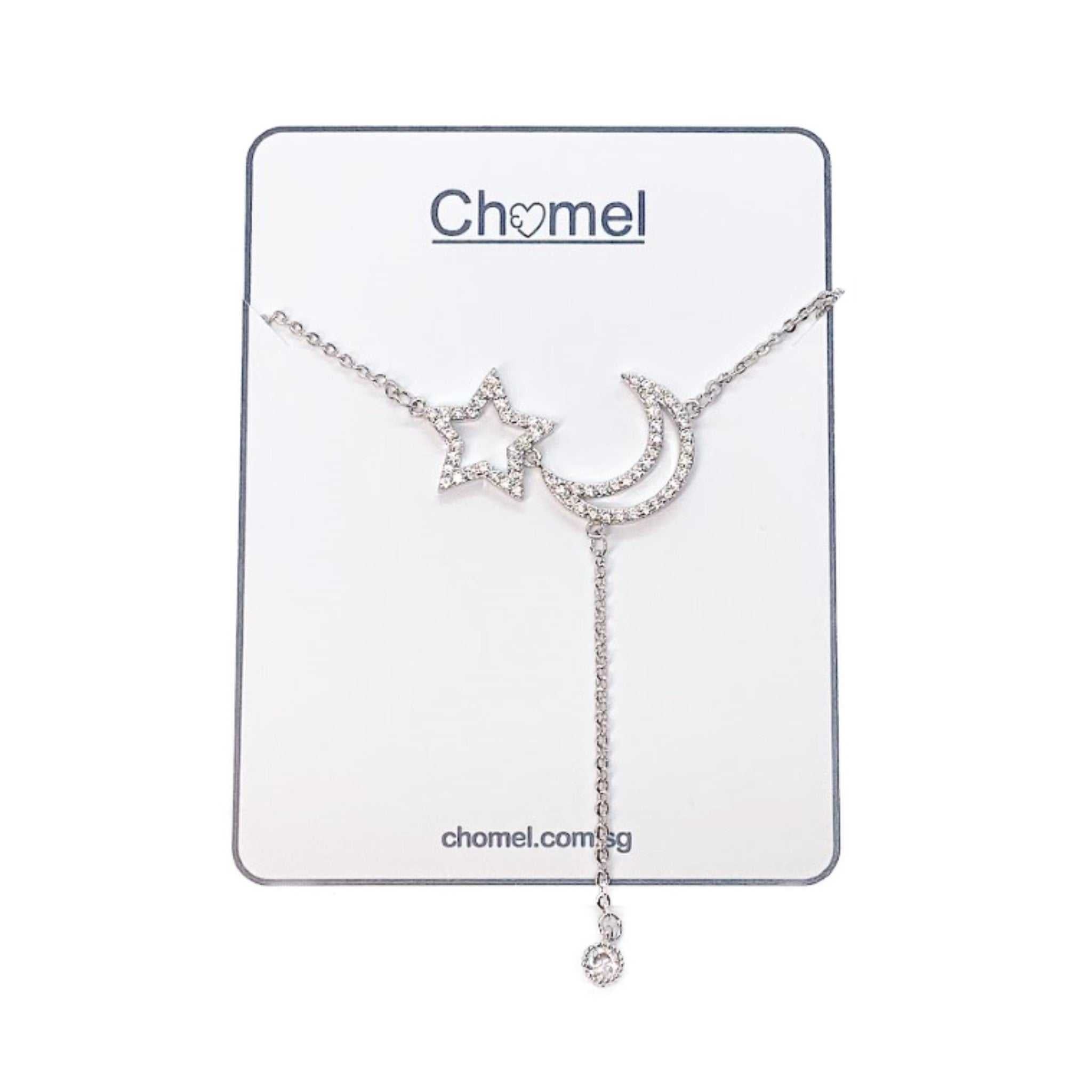 Moon & Star Cubic Zirconia Necklace.