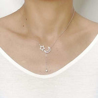 Moon & Star Cubic Zirconia Necklace.