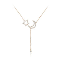 Moon & Star Cubic Zirconia Necklace.