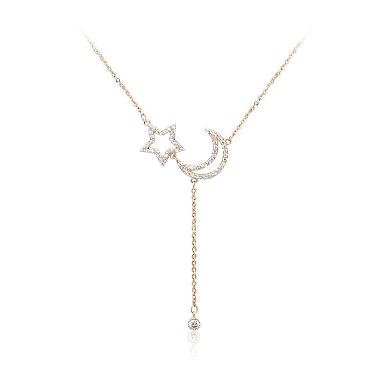 Moon & Star Cubic Zirconia Necklace.