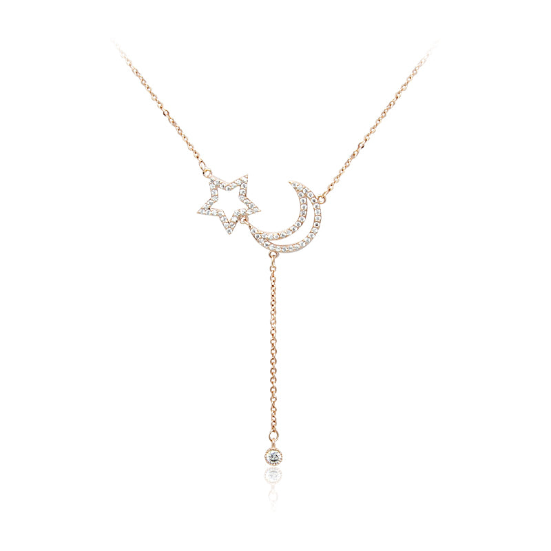 Moon & Star Cubic Zirconia Necklace.