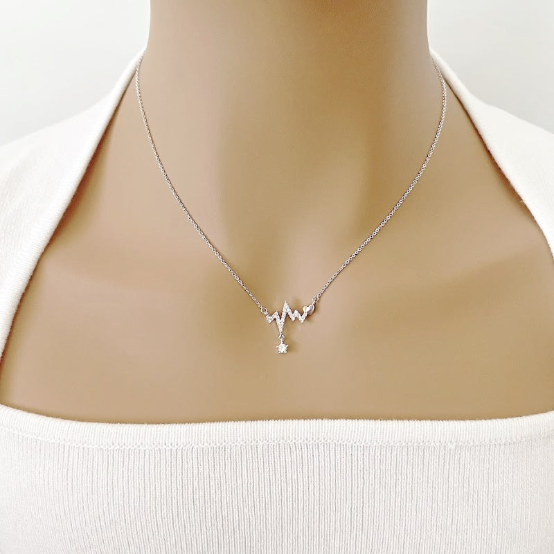 Heartbeat Cubic Zirconia Necklace - CHOMEL