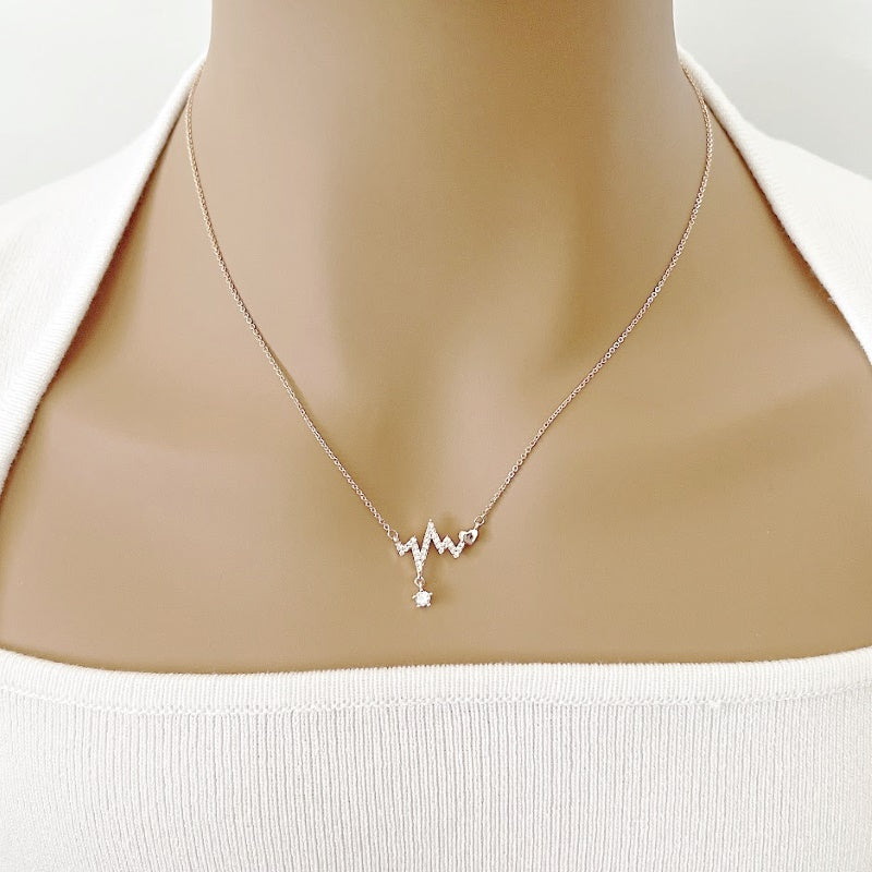 Heartbeat Cubic Zirconia Necklace - CHOMEL