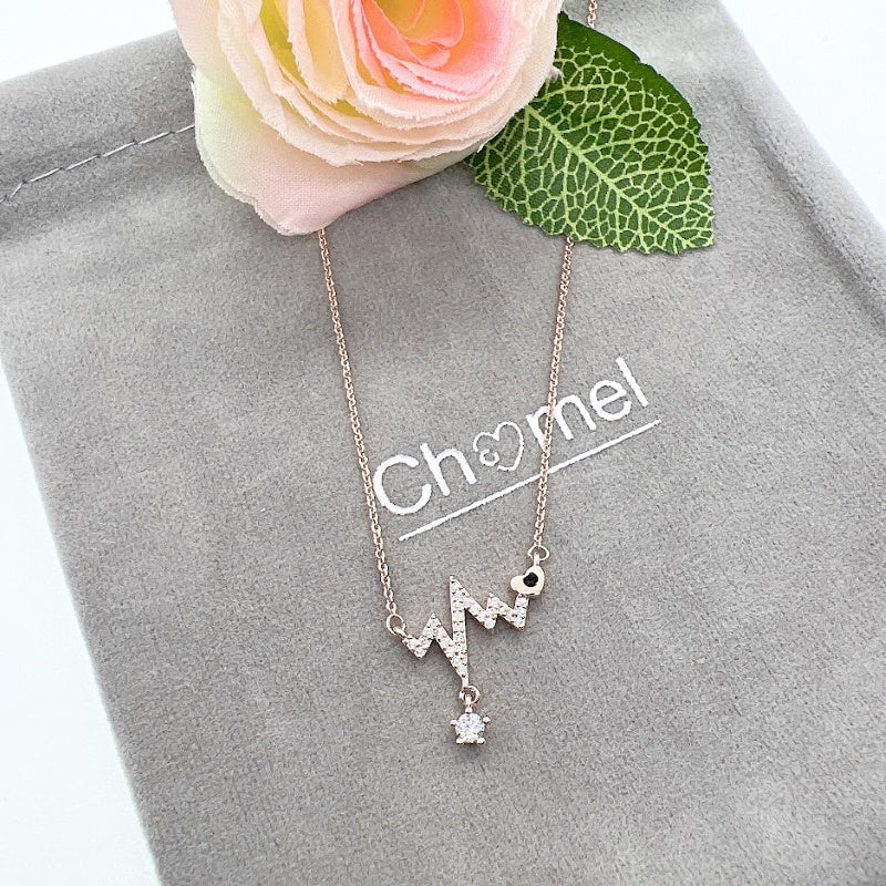 Heartbeat Cubic Zirconia Necklace - CHOMEL