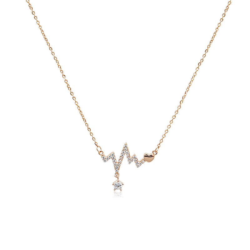CHOMEL Cubic Zirconia Heartbeat Rosegold Necklace