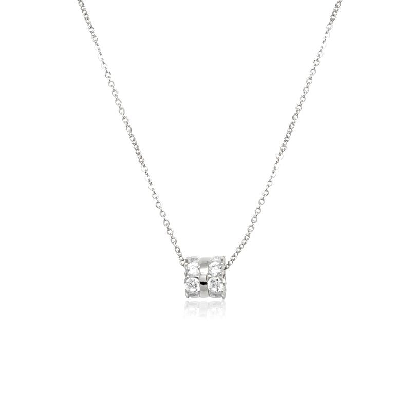 CHOMEL Cubic Zirconia Tunnel Rhodium Necklace