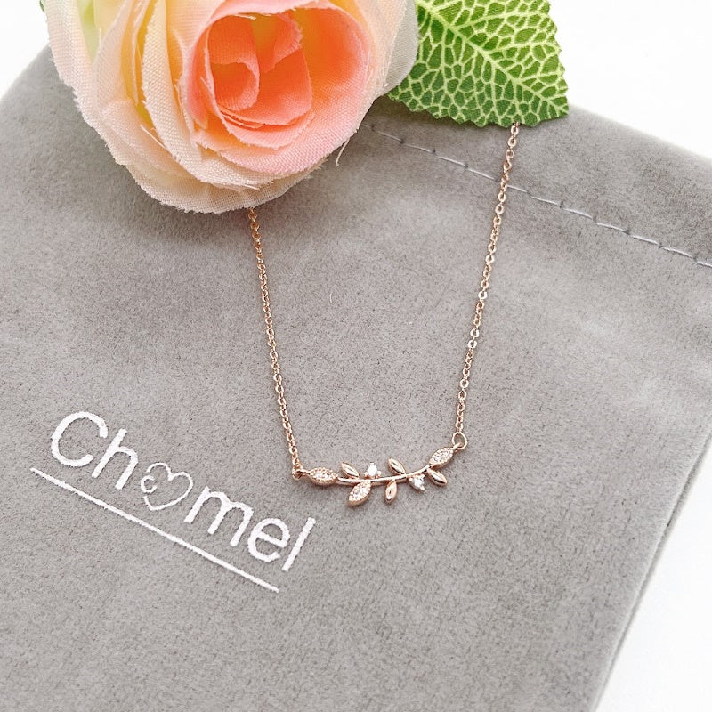 Leaf Cubic Zirconia Necklace - CHOMEL