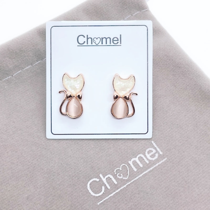 Cat Simulated Moonstone Earrings.