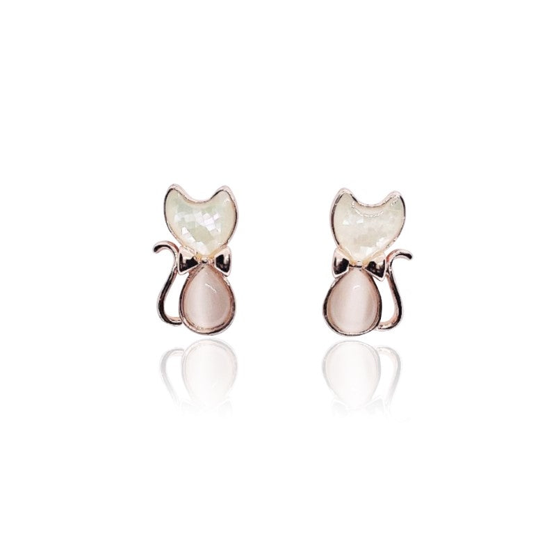 Cat Simulated Moonstone Earrings.